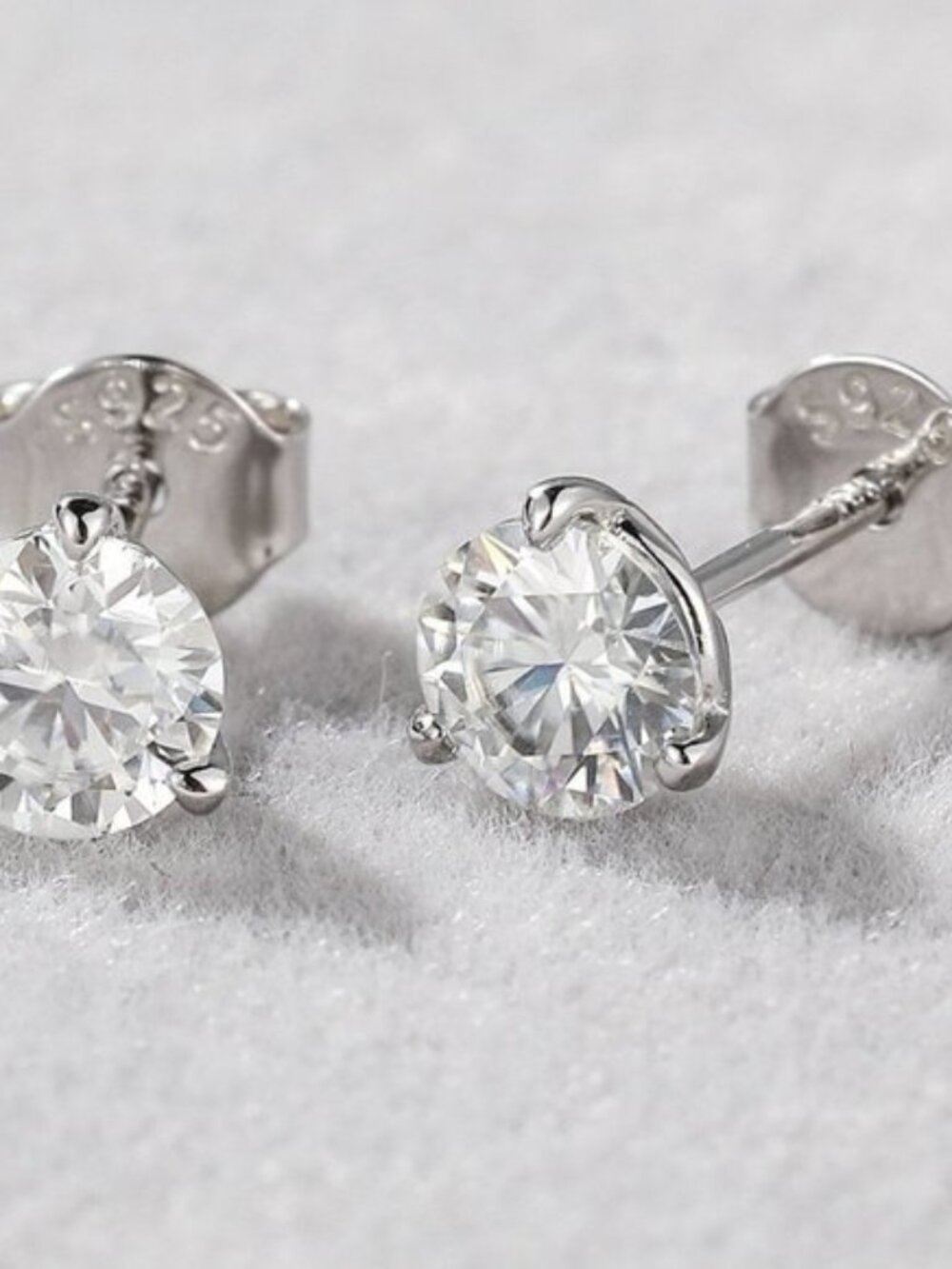 Certified 1ct. t.w. Moissanite Diamond Round Stud Earrings NEW